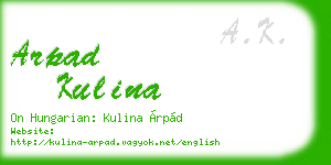 arpad kulina business card